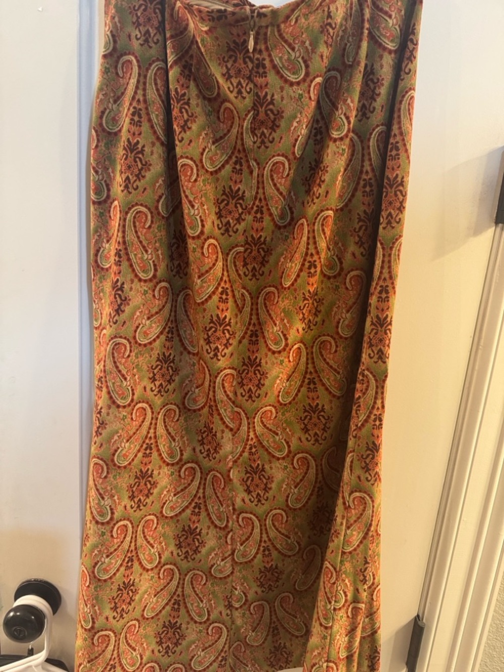 Harve Benard Olive and Rust Paisley Maxi Skirt
